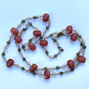 Vintage Glass Green and Clear Crystal with Faux Stones